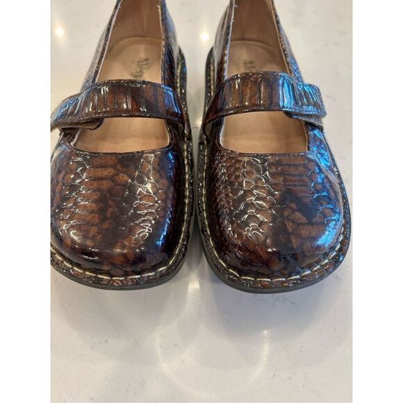 Alegria Feliz chocolate brown snake print Mary Jane shoes size 37 - Picture 2 of 9